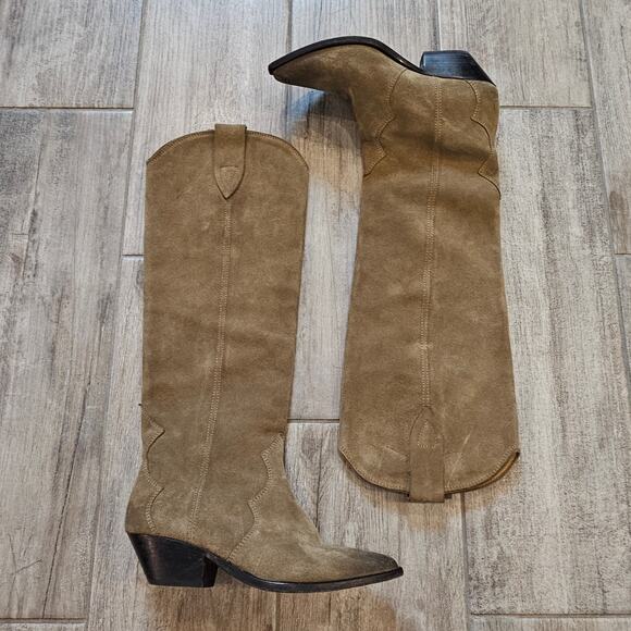Isabel Marant Denvee Suede Knee High Boots Women EU 38 US 8 Taupe Western - Picture 3 of 16